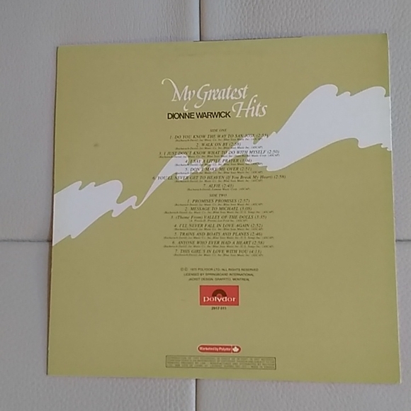 Dionne Warwick - My Greatest Hits LP - Picture 2 of 2